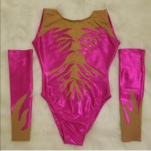 Amazing Hot Pink Metallic Flame Body Suit